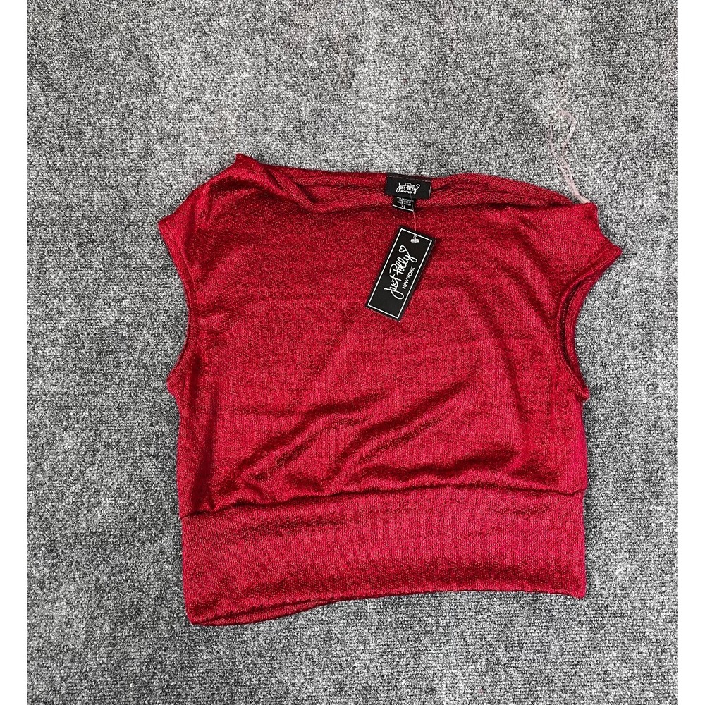 Just Polly New York Women's Crop Top Red Sleeveless Size XL Made in USA